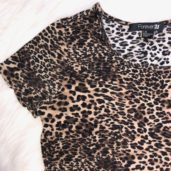 Forever 21 crop top Leopard print sz. L - Picture 4 of 6